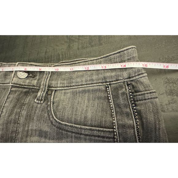 White House Black Market Dark Gray Side Bling Stretchy Straight Jeans Sz 6 - Picture 10 of 13